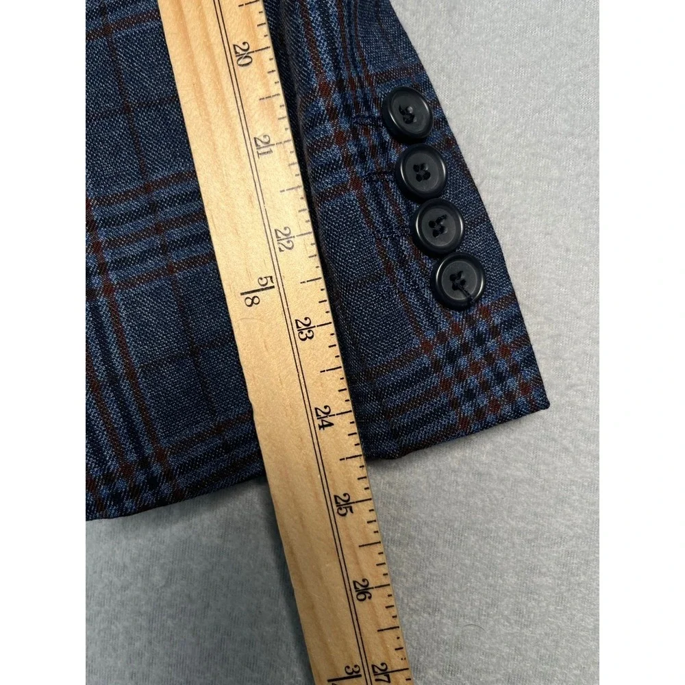 Mantoni Blazer Men 40R Super fine Vergin Wool Jacket Blue Red Plaid Sport Coat‎